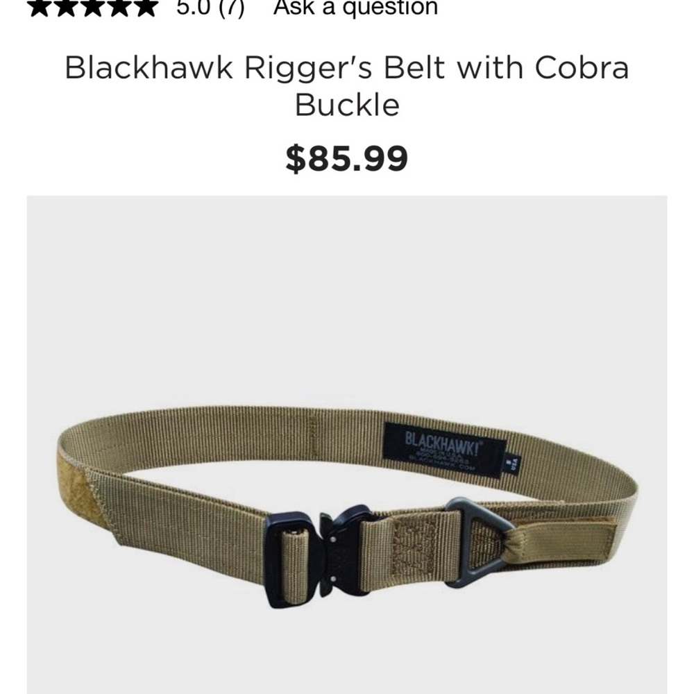 Blackhawk Rigger's Belt with Cobra Buckle Large